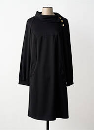 Robe pull coupe droite manches longues noir SENORETTA femme