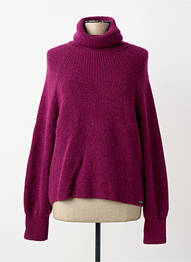 Pull col roulé coupe droite manches longues violet SAINT JAMES femme