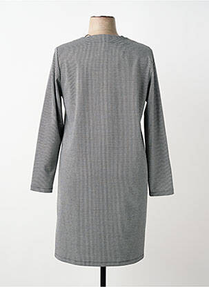Robe mi-longue imprimé fantaisie manches longues noir SENORETTA femme