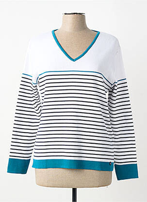 Pull coupe cintrée manches longues blanc ALL'OCEAN femme