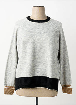 Pull col rond manches longues gris SOET femme