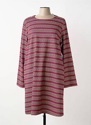 Robe mi-longue imprimé fantaisie manches longues rose SENORETTA femme