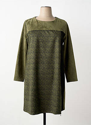 Robe mi-longue manches longues manches longues vert SENORETTA femme