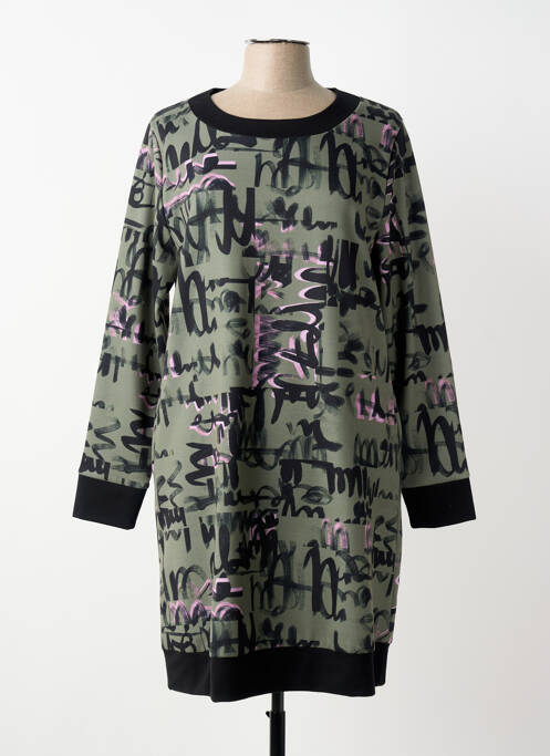 Robe pull coupe droite manches longues vert SENORETTA femme