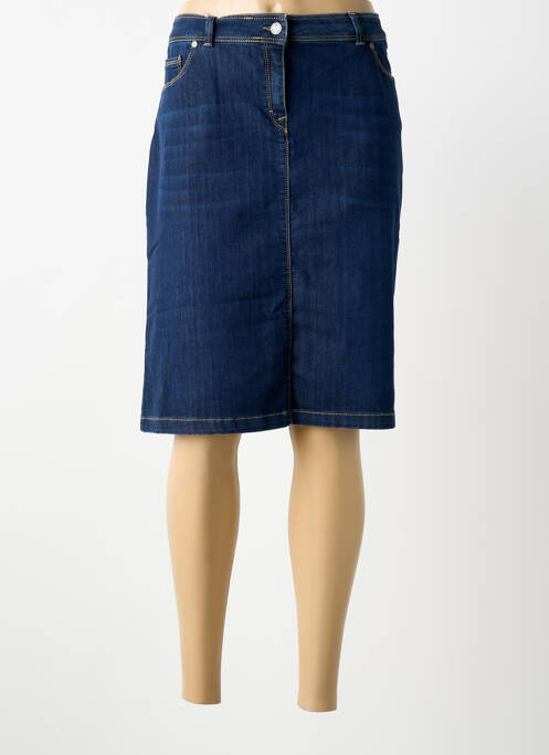 Jupe mi-longue coupe droite bleu SAINT JAMES femme