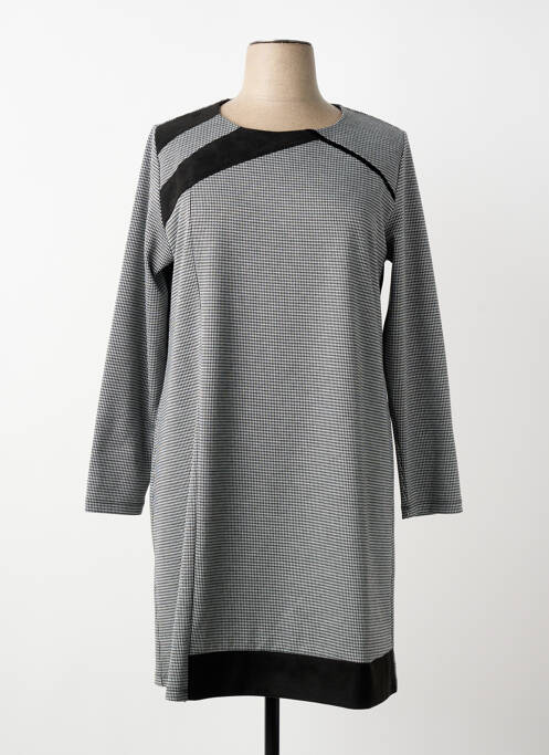 Robe mi-longue imprimé fantaisie manches longues noir SENORETTA femme