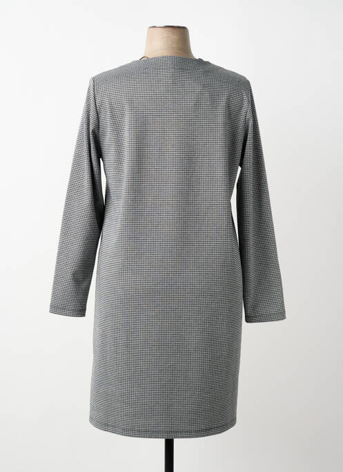 Robe mi-longue imprimé fantaisie manches longues noir SENORETTA femme