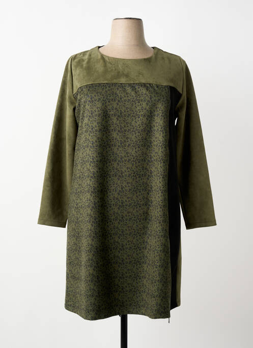 Robe mi-longue manches longues manches longues vert SENORETTA femme