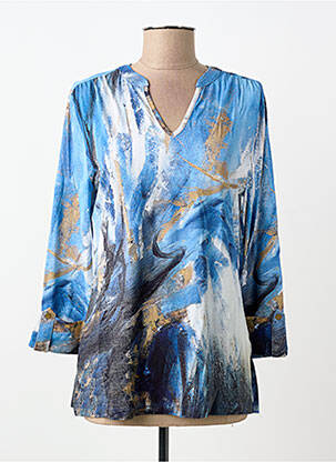 Blouse imprimé fantaisie manches longues bleu DOLCEZZA femme