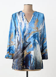Blouse imprimé fantaisie manches longues bleu DOLCEZZA femme