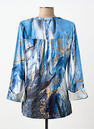 Blouse imprimé fantaisie manches longues bleu DOLCEZZA femme