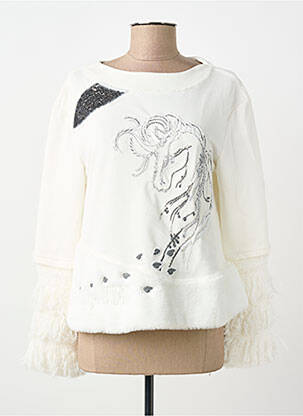 Sweat-shirt manches longues manches longues blanc ELISA CAVALETTI femme