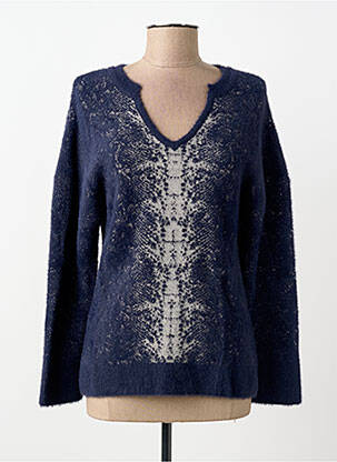 Pull col v manches longues bleu EVA KAYAN femme