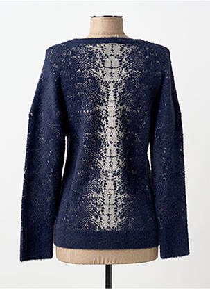 Pull coupe droite manches longues bleu EVA KAYAN femme