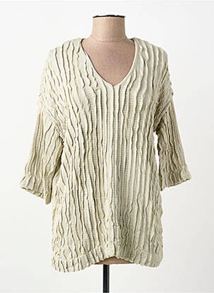Pull tunique manches 3/4 manches 3/4 beige OZAI N KU femme