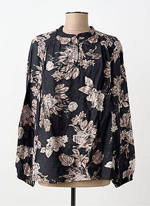 Blouse imprimé fantaisie manches longues noir SIGNATURE femme