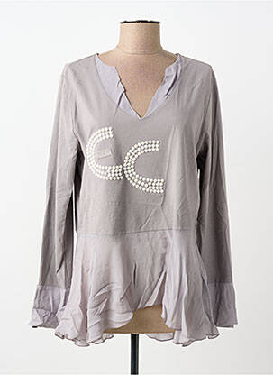 Top col v manches longues gris ELISA CAVALETTI femme