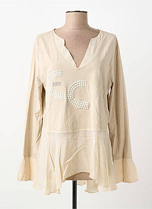 Top col v manches longues beige ELISA CAVALETTI femme