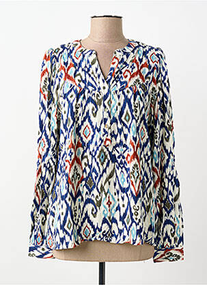 Blouse imprimé fantaisie manches longues bleu JENSEN femme