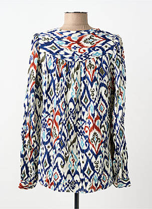 Blouse imprimé fantaisie manches longues bleu JENSEN femme