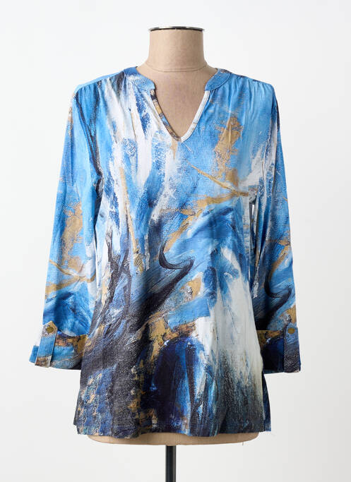 Blouse imprimé fantaisie manches longues bleu DOLCEZZA femme