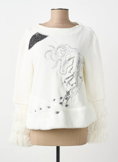 Sweat-shirt manches longues manches longues blanc ELISA CAVALETTI femme