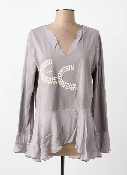 Top col v manches longues gris ELISA CAVALETTI femme