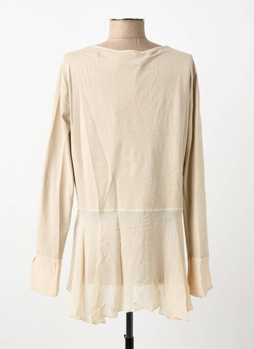Top col v manches longues beige ELISA CAVALETTI femme