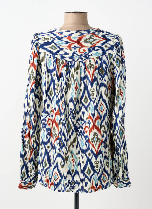 Blouse imprimé fantaisie manches longues bleu JENSEN femme