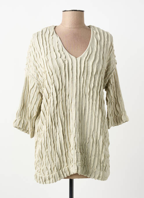 Pull tunique manches 3/4 beige OZAI N KU femme