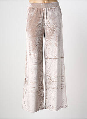 Pantalon flare taille élastique beige HBT femme