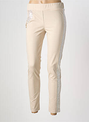 Pantalon slim taille élastique beige ELLY ITALIA femme