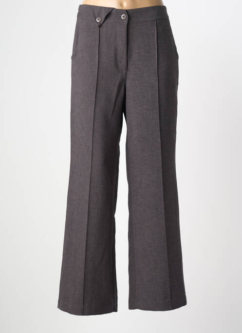 Pantalon droit fermeture zippée sous rabat boutonné gris NÜ femme