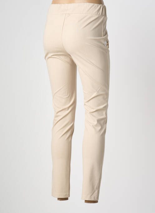 Pantalon slim taille élastique beige ELLY ITALIA femme