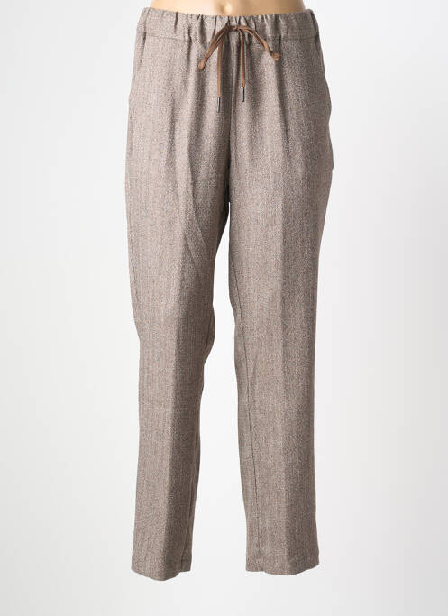 Pantalon slim taille élastique beige TRICOT CHIC femme