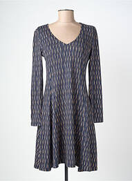 Robe mi-longue imprimé fantaisie manches longues bleu SURKANA femme