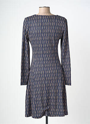 Robe mi-longue imprimé fantaisie manches longues bleu SURKANA femme