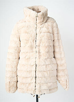 Manteau long coupe droite a capuche marron REVER MILE femme