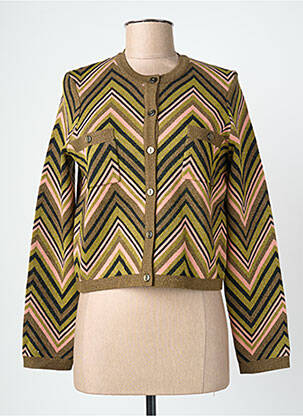 Gilet manches longues fermeture boutonnée sur le devant vert SURKANA femme