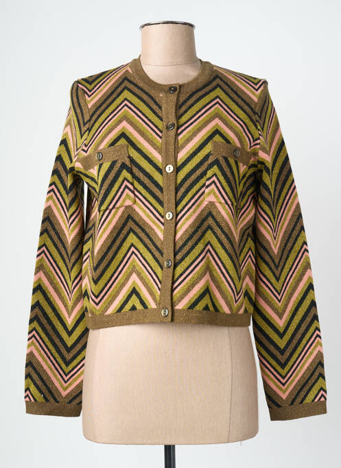 Gilet manches longues fermeture boutonnée sur le devant vert SURKANA femme