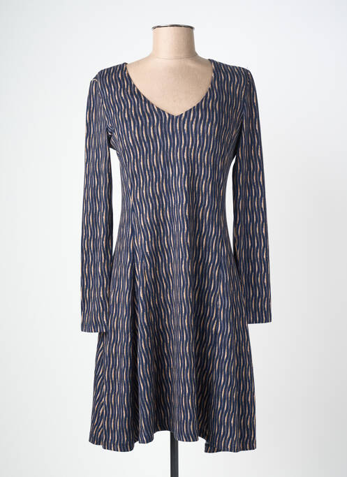 Robe mi-longue coupe évasée manches longues bleu SURKANA femme