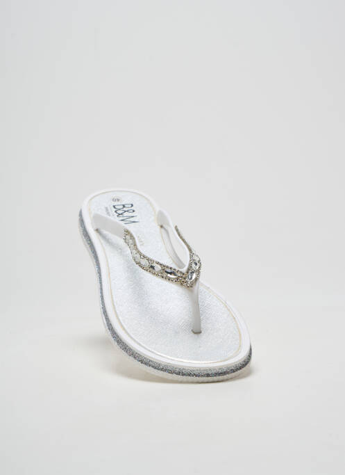 Tongs strass talon plat jusqu'à 3cm blanc B&M femme