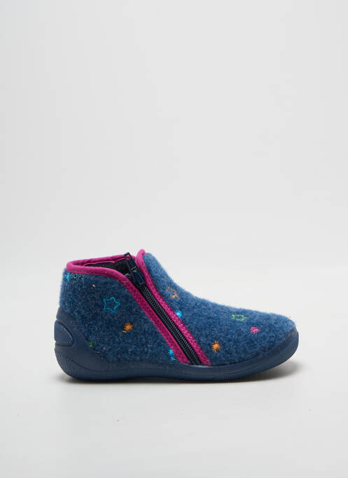 Chaussons/pantoufles fermeture zippée bout rond bleu BOPY fille