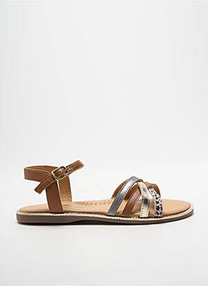 Sandales/nu pieds tissage satiné talon plat jusqu'à 3cm marron LILYBELLULE femme