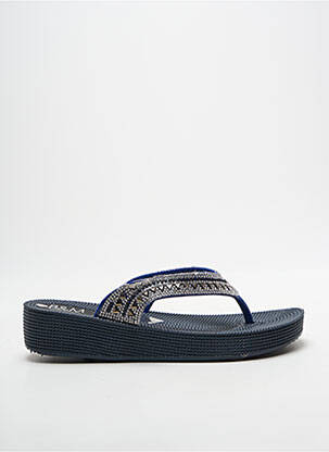 Tongs strass talon de 4 à 6cm bleu B&M femme