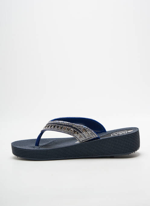 Tongs strass talon de 4 à 6cm bleu B&M femme