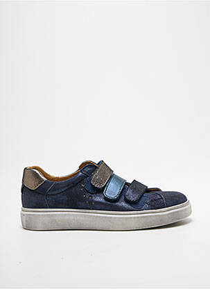 Baskets tissage satiné bout rond bleu BOPY fille