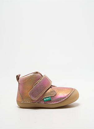 Bottillons fermeture scratch bout rond rose KICKERS fille