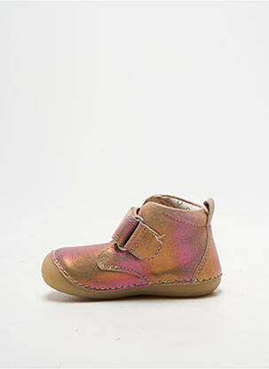 Bottillons fermeture scratch bout rond rose KICKERS fille