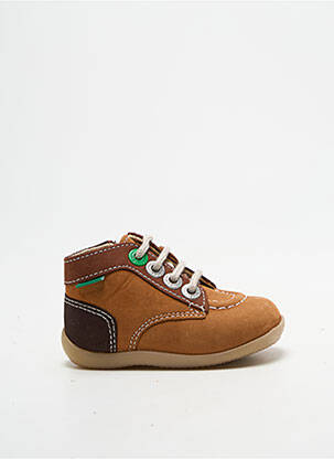 Bottillons fermeture zip et lacets bout rond marron KICKERS garçon